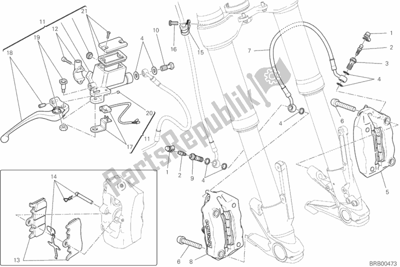 All parts for the Front Brake System of the Ducati Hypermotard 939 2018